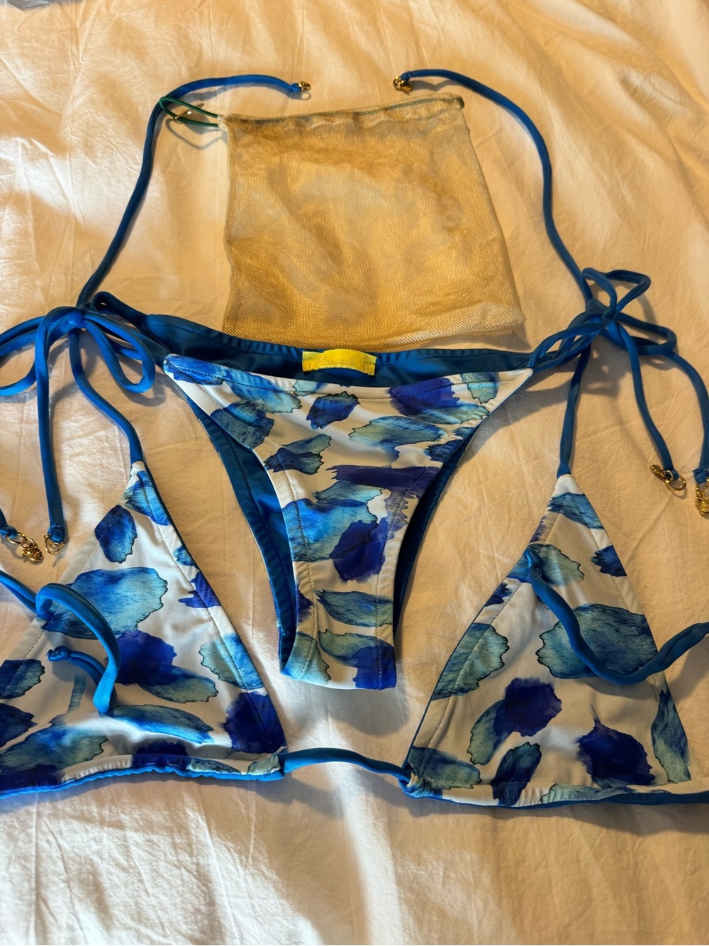 Like New Made in Brazil Limonada Brand Reversible String Brazilian Bikini & bag